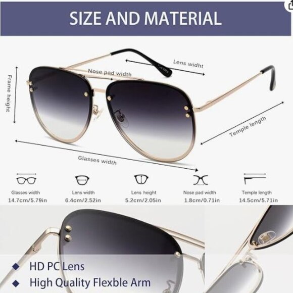 Rimless Oversized Aviator Polarized PC Lens UV Protection Women’s Shade VF2203 main image 4